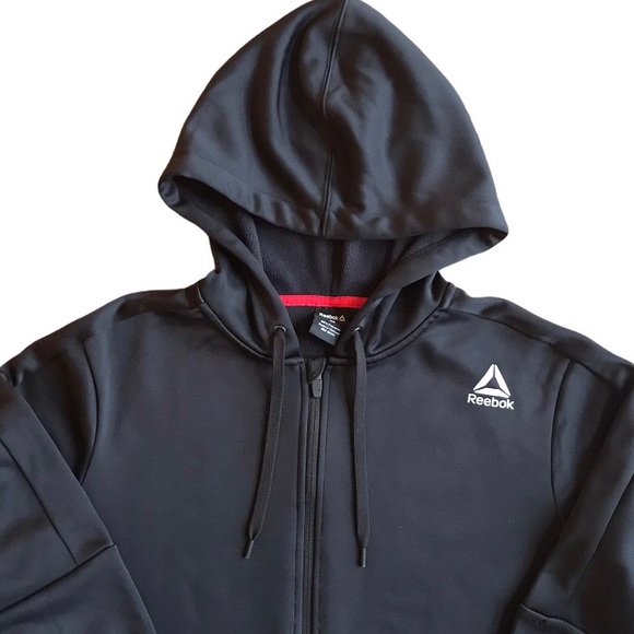 Reebok Sweatshirt Full Zip Black Hoodie Men’s Med - Picture 2 of 13